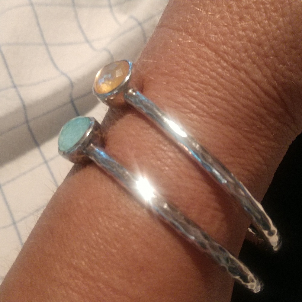 Ippolita Silver Bracelets with greenish blue and peachy Stones - Picture 9 of 15